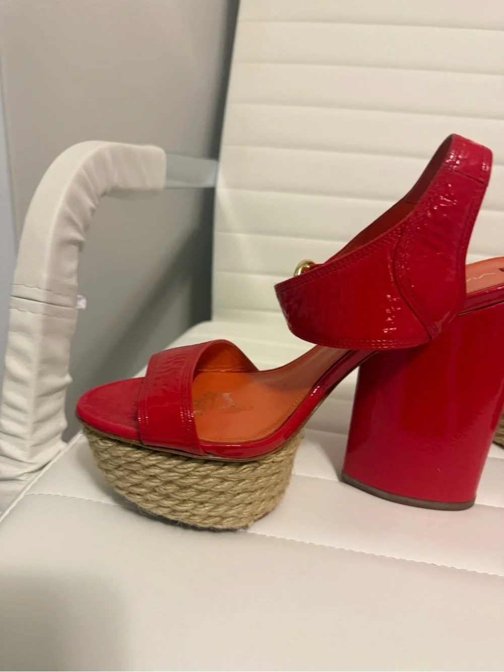 Via Spiga Red Patent Platform Slingback Heels